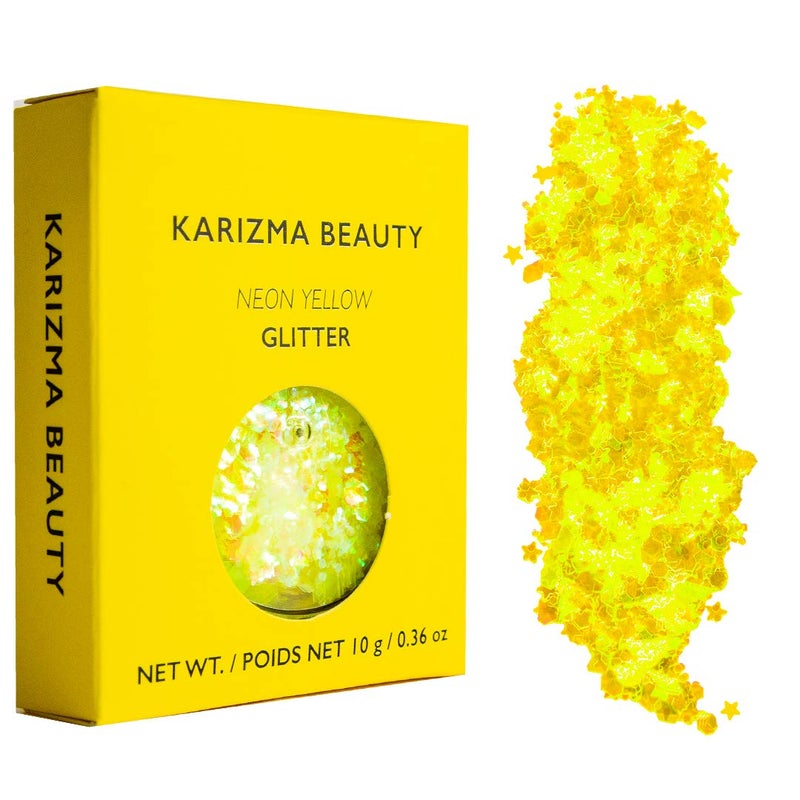 KARIZMA كاريزما ليالي النيون! 4X 10غ جليتر وجه سميك، للشعر، العين والجسم للنساء والرجال. ملحقات مهرجان الرقص ومستحضرات التجميل. - Image 4